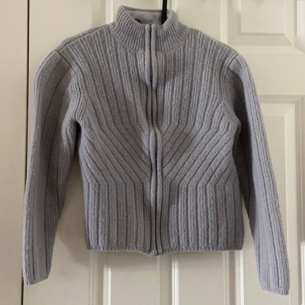 Cute grey wool zip up sweater